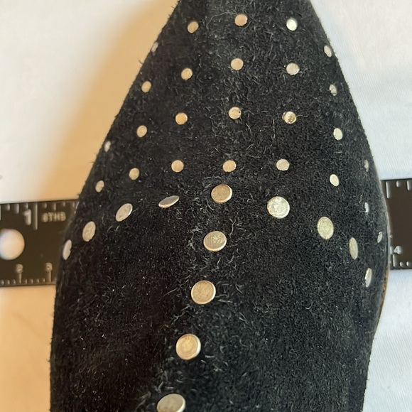 Free People size 10 black Aquarian  silver studded ankle boots suede side zip - Picture 3 of 12